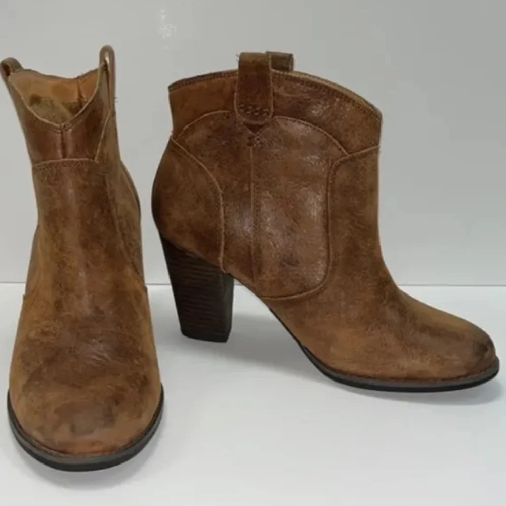 Me too ankle boots women Zola leather pull on 9M western festival rodeo Y2K boho